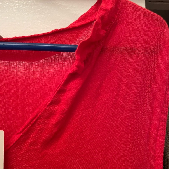 NEW Red Linen Tiered Dress from Italy - Picture 6 of 7